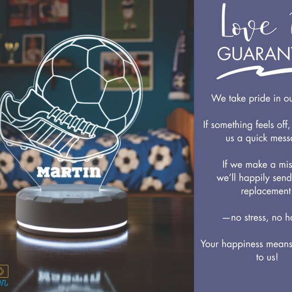Soccer Player Night Light – Personalized LED Sports Room Decor - Picture 6 of 8